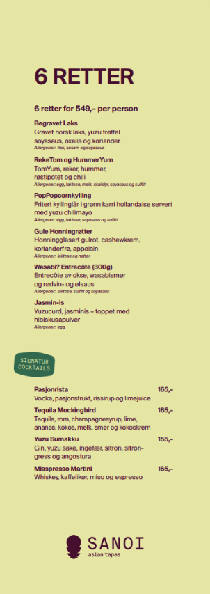 Bilde av 6 retters meny hos Sanoi